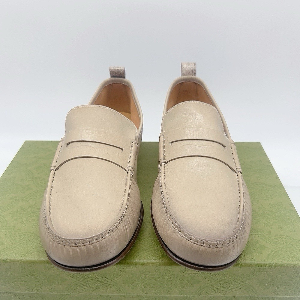 Gucci Women's Slip On Loafers Flats Tan Leather Size UK 6 US 9 - Picture 4 of 14